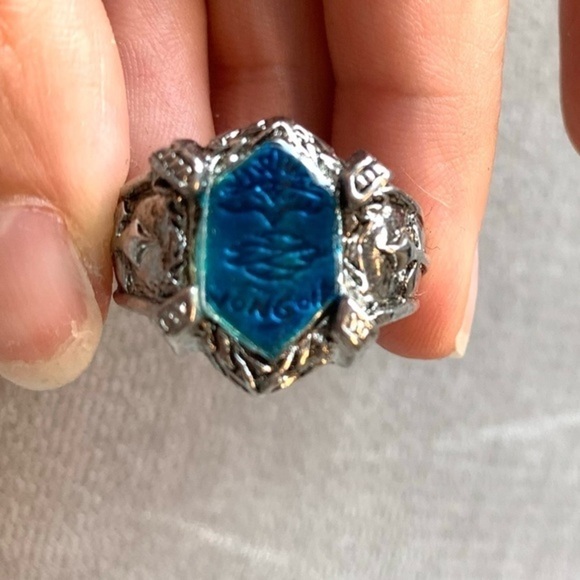 Takara Tomy Hitman Reborn Key Chain Swing Vongola Cross Ring Silver Tone Blue - Picture 3 of 7